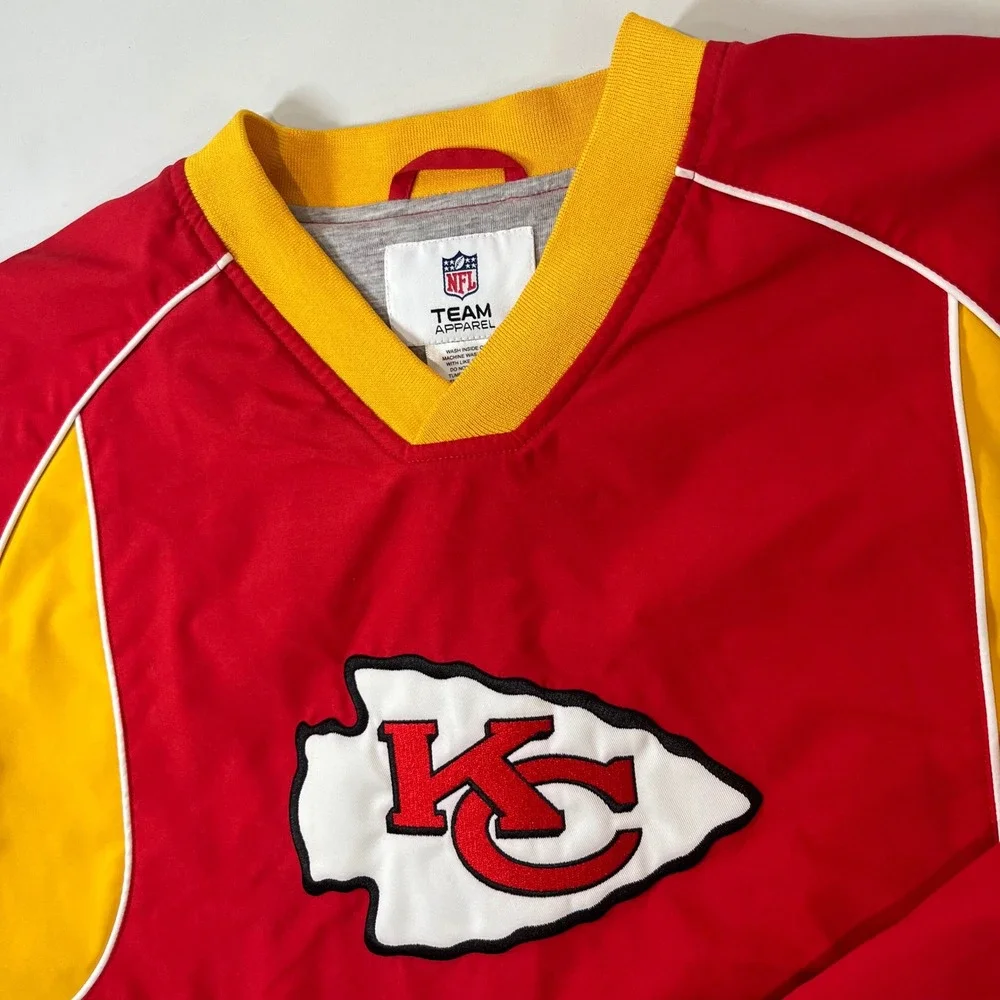 NFL Team Apparel Kansas City Chiefs Pullover Windbreaker Mens Size M Red Yellow
